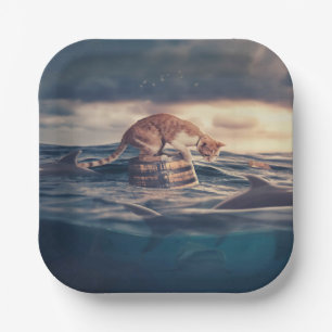 Cat Nickerchen Dream oder Nightmare Pappteller