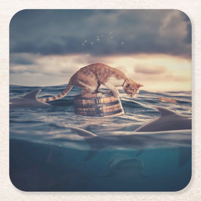 Cat Nickerchen Dream oder Nightmare Rechteckiger Pappuntersetzer (Vorderseite)