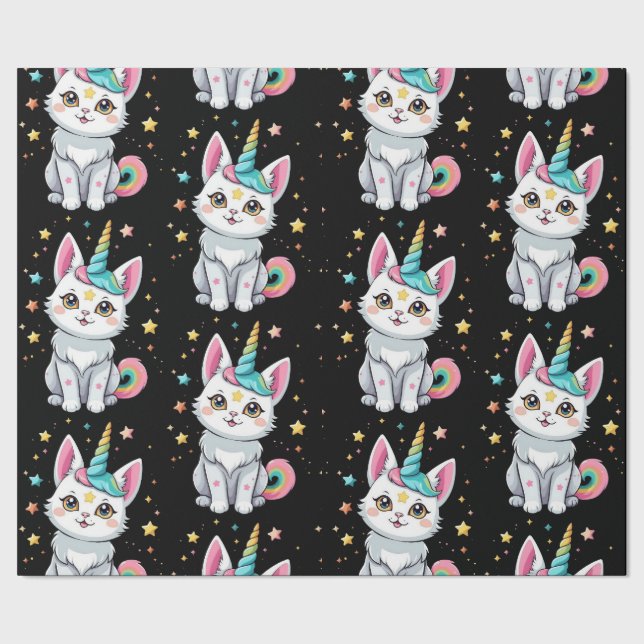 Cat niedlich Caticorn Geschenkpapier (Saum)
