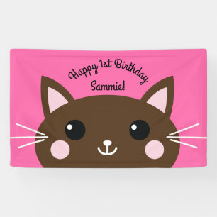 Cat Niedlich Kitty Colorful 1. Geburtstag Party Th Banner