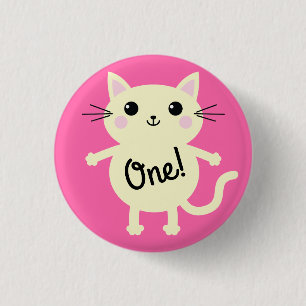 Cat Niedlich Kitty Kid's Geburtstagsparty Thema Button