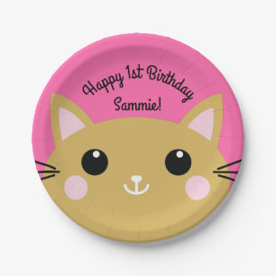 Cat Niedlich Kitty Kid's Geburtstagsparty Thema Pappteller