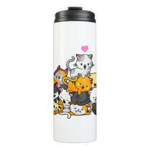 Cat Niedlich Kitty Pile Cats Anime Kawaii Neko Ges Thermosbecher