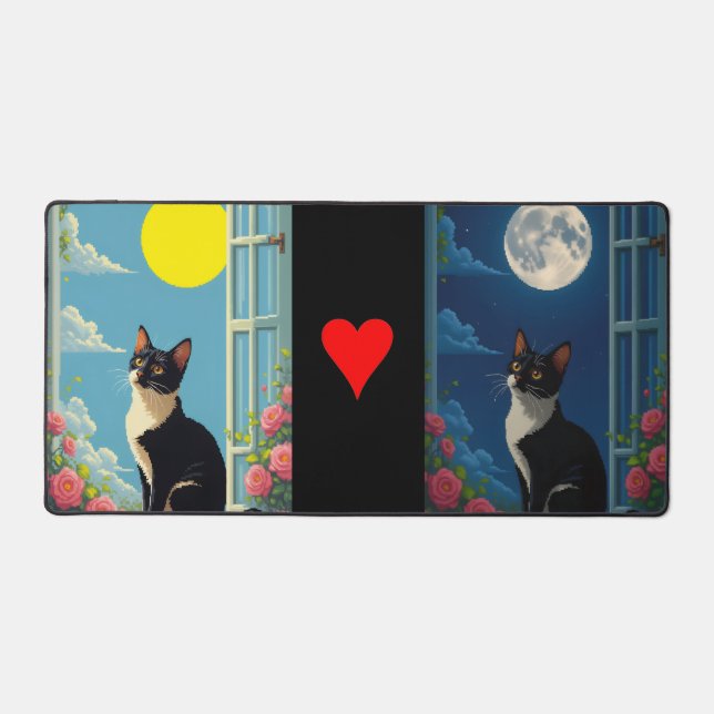 Cat Night & Day SkinDesk Mat Schreibtischunterlage (Vorderseite)
