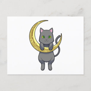 Cat Night Moon Postkarte