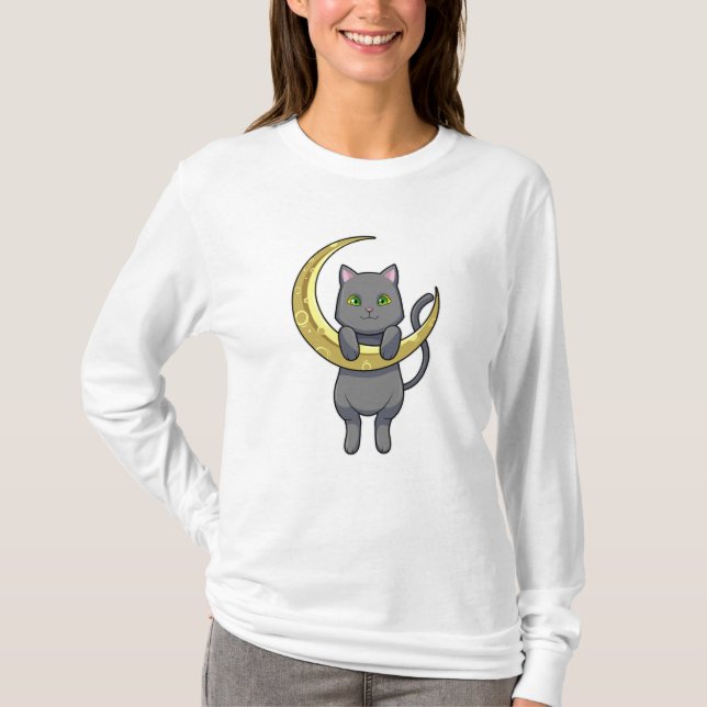 Cat Night Moon T-Shirt (Vorderseite)