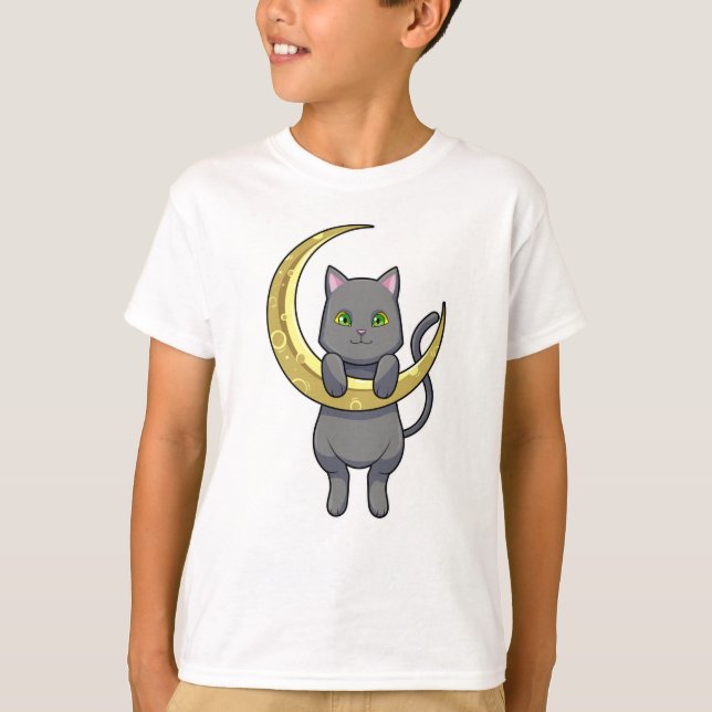Cat Night Moon T-Shirt (Vorderseite)