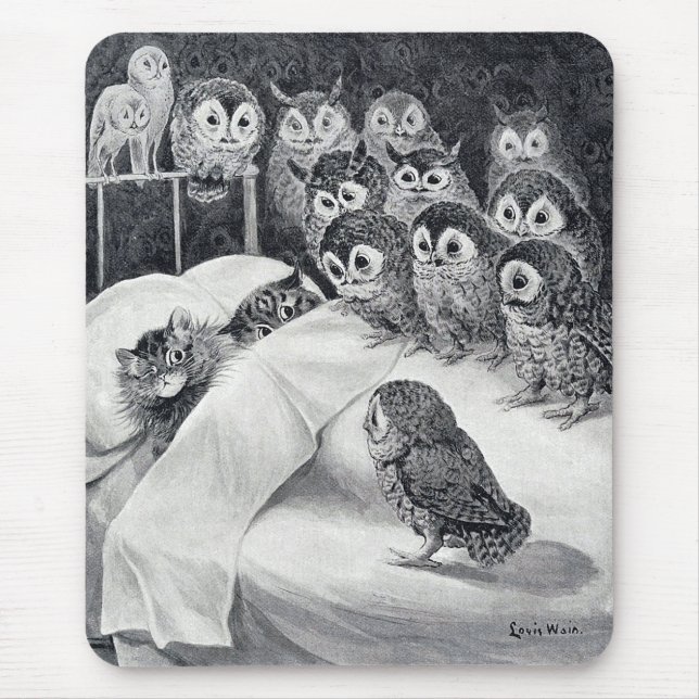 Cat Nightmare Owl Bird, Louis Wain Mousepad (Vorne)