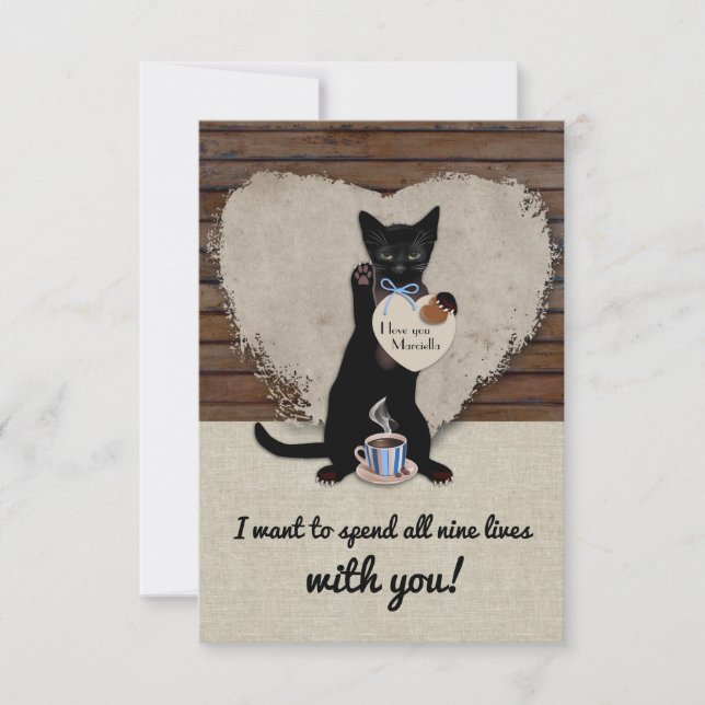 Cat Nine Vit Personnalisé Carte Saint-Valentin (Devant)