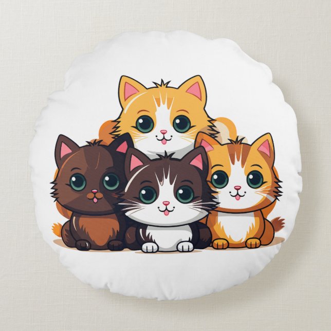 Cat Nip Rundes Kissen (Vorderseite)