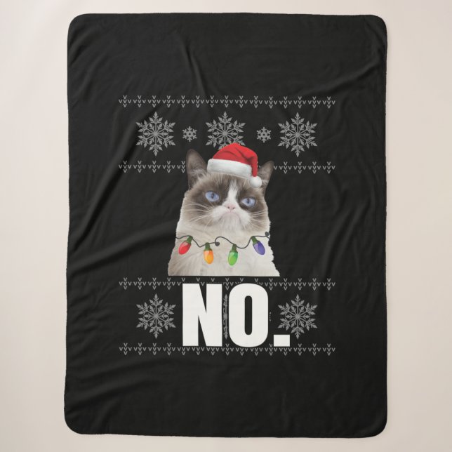 Cat No Grumpy Xmas Katzen Keine hässlichen Weihnac Sherpadecke (Vorderseite)