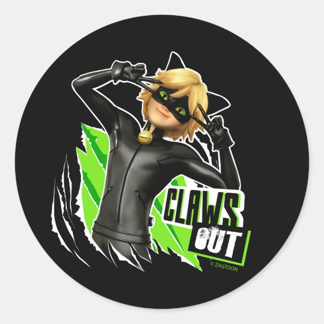 Cat Noir | Claws Out Graphic Runder Aufkleber (Vorderseite)