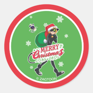 Cat Noir   Frohe Weihnachten Runder Aufkleber