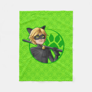 Cat Noir Green Abzeichen Fleecedecke