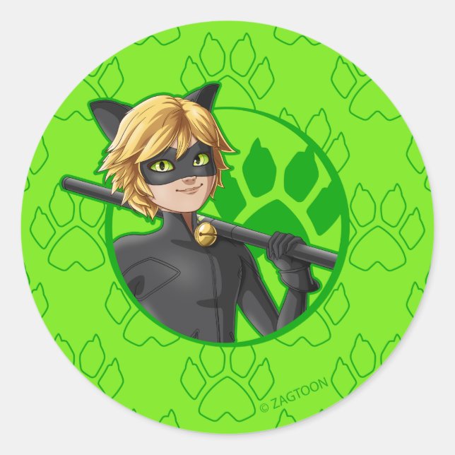 Cat Noir Green Abzeichen Runder Aufkleber (Vorderseite)
