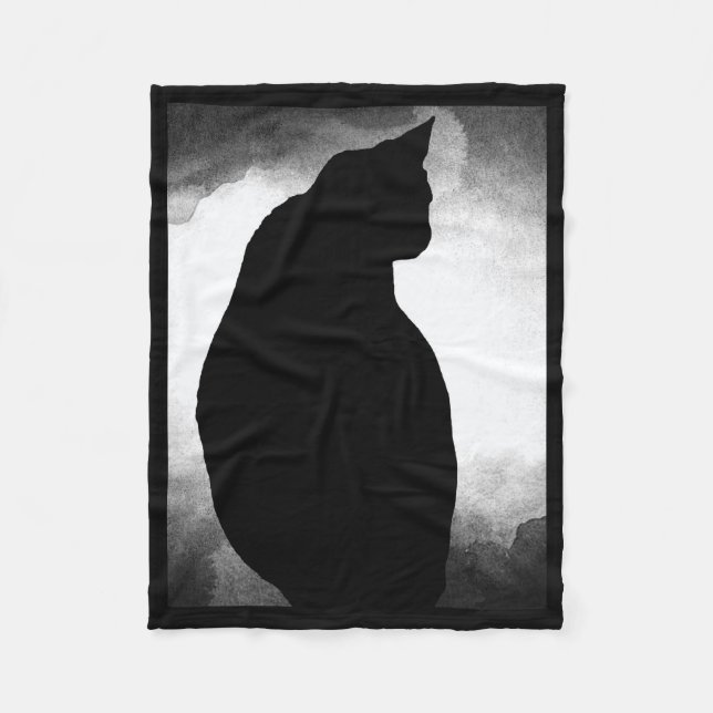Cat Noir Silhouette Couverture polaire (Devant)