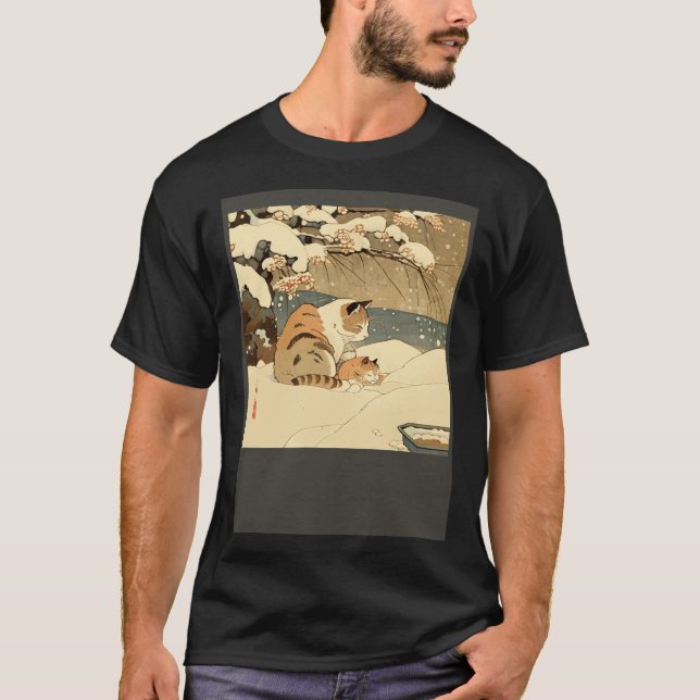 Cat Nursing Snow T-Shirt (Vorderseite)