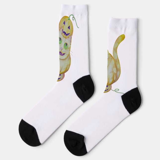 Cat-O-Lantern-Socken Socken (Linkes Detail)