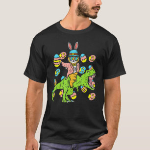 Cat Oaster Bunny Riding Dino Trex Egg Hunt Dinosau T-Shirt