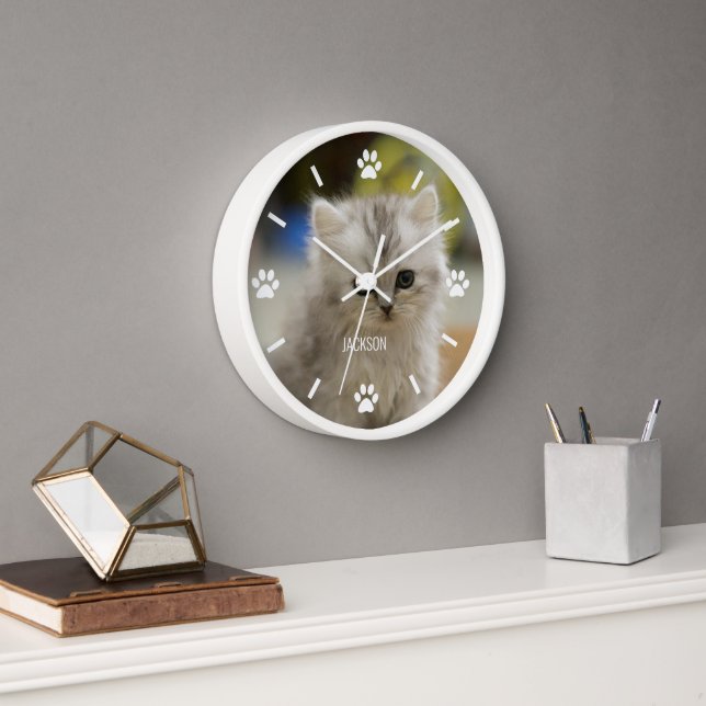 Cat oder Hund Paw Custom Pet Foto Wall Clock Uhr (Büro)