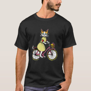 Cat on Bicycle Funny Comic Bike Cyclist T-Shirt