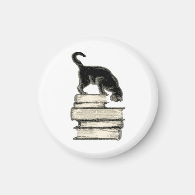 Cat on Books Magnet (Vorne)