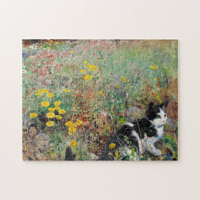 Cat on Flowerbed (Horizontal)