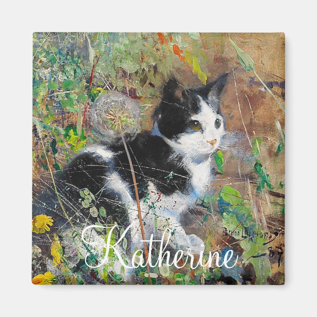 Cat on Flowerbed Magnet (Vorne)