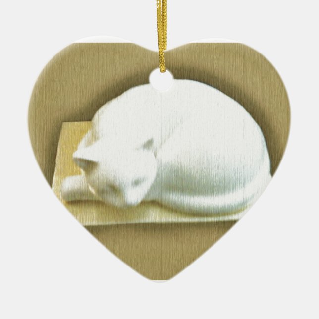 Cat on Gold Box II Keramikornament (Vorne)