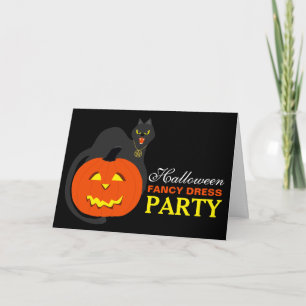 Cat on Pumpkin Halloween Extravagant Dress Party E Dankeskarte