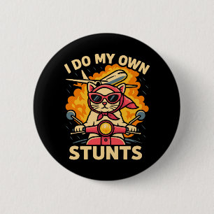 Cat On Scooter Ich mache meine eigenen Stunts Button