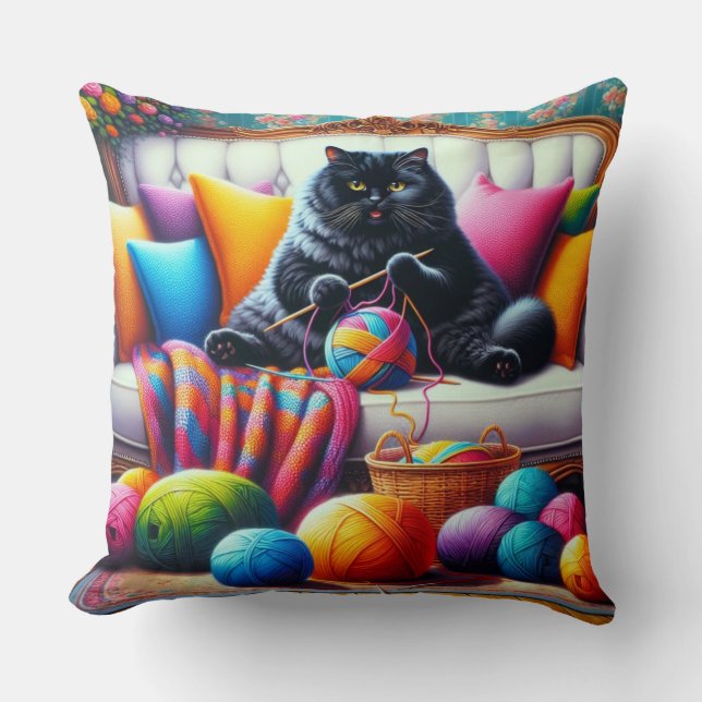 Cat on sofa with sweet things kissen (Vorderseite)
