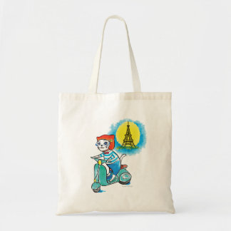 Cat on the bike in Paris Tote Bag Tragetasche