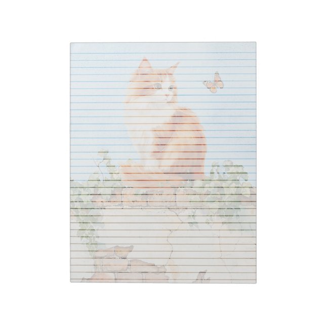 Cat on Wall Lined - 11" x 8,5" Notepad Notizblock (Rotiert)