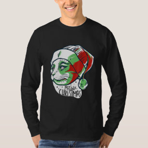 Cat On Weihnachtsmannmütze Meths Christmas T-Shirt