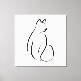 Cat one line Design Leinwanddruck