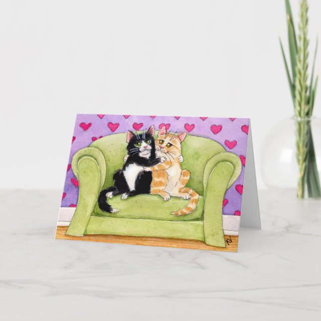 Cat Opposites Attirer la carte de Valentine (Devant)