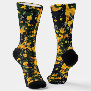 Cat Orange Pattern Socken