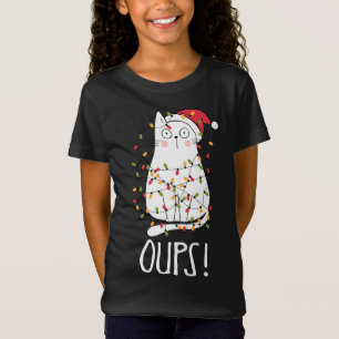 Cat Oups! White Cat Tangled Up in Christmas Tree L T-Shirt