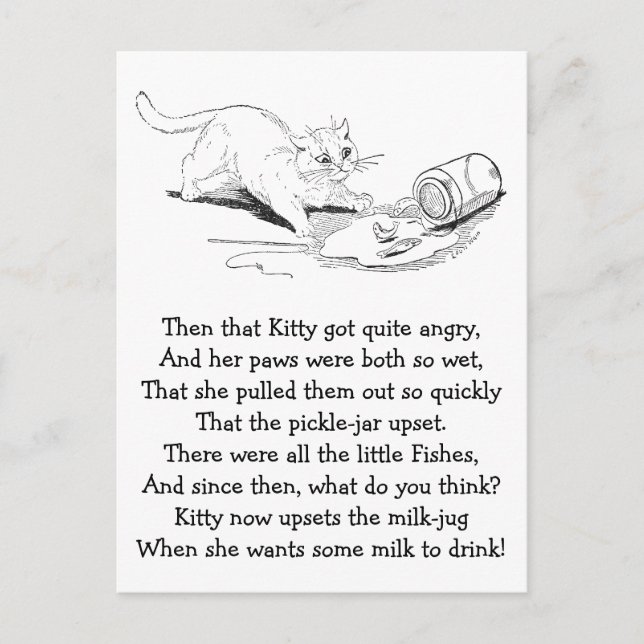 Cat Overturn Fisch Jar Postkarte (Vorderseite)