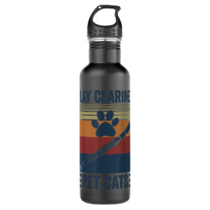 Cat Owner and Clarinetist Funny Pet Cats Play Clar Edelstahlflasche