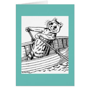 Cat paddling the boat, Louis Wain