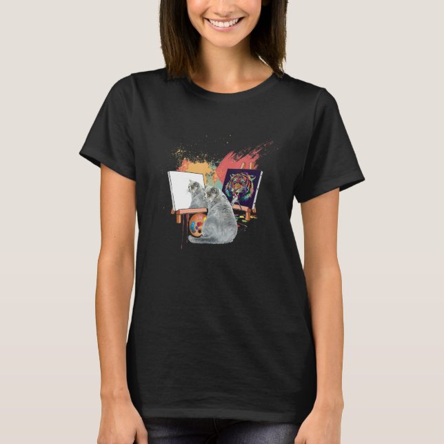 Cat Painting Lion Artistic Animals Graphic T-Shirt (Vorderseite)