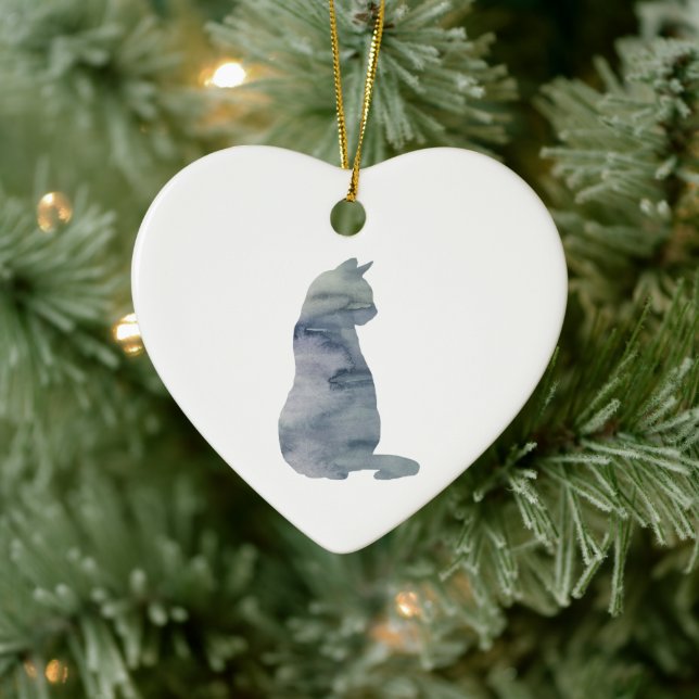 Cat Painting Silhouette Weihnachten Kunst Keramik Ornament (Baum)