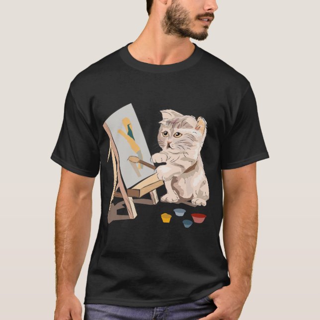 Cat Painting-Zeichen T-Shirt (Vorderseite)