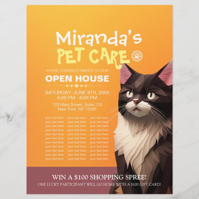 Cat Paper Carves Pet Care Tierklinik Open House Flyer (Vorne)