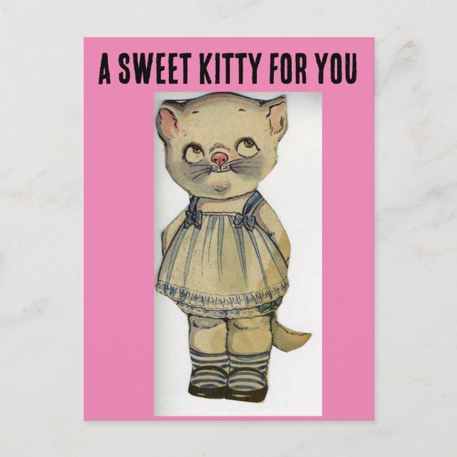 CAT PAPIER DOLL VINTAG NIEDLICH KITTY POSTCARD POSTKARTE (Vorderseite)