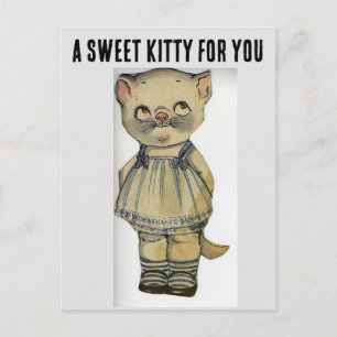 CAT PAPIER DOLL VINTAG NIEDLICH KITTY POSTCARD POSTKARTE