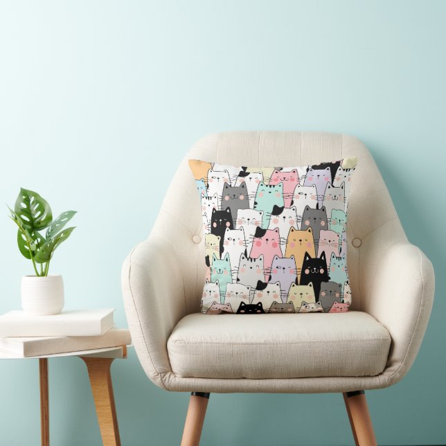 Cat Party 16x16 Kissen (Stuhl )