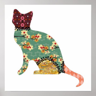 Cat Patchwork Pet Print Poster